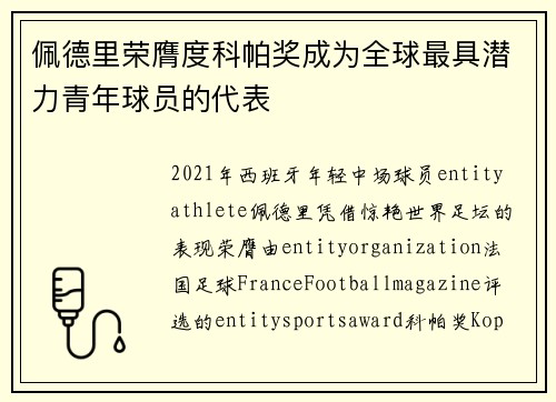 佩德里荣膺度科帕奖成为全球最具潜力青年球员的代表 佩德里荣膺度科帕奖成为全球最具潜力青年球员的代表